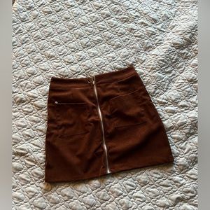 SHEIN SXY Pocket Zipper Front Corduroy Skirt